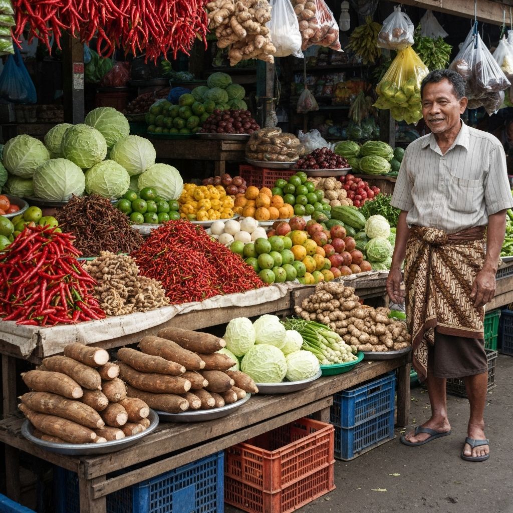 Indonesian market with fresh produce